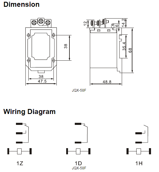 Electromagnetic 60Amp High-Power Relay JQX-58F DC12V 0
