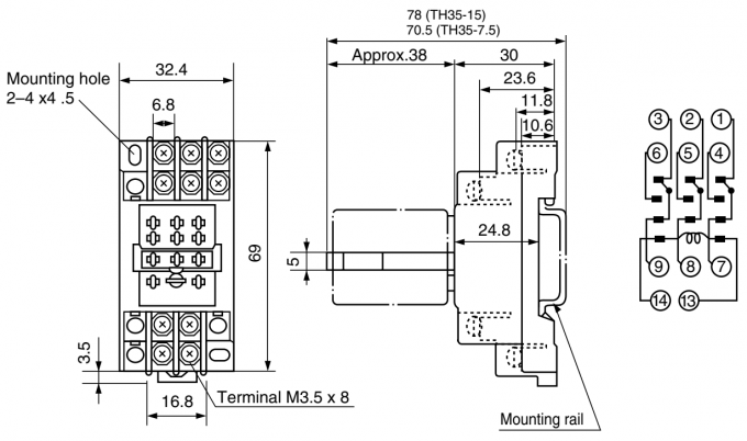 HH53PL 220VAC Automotive Power Relay Electromagnetic With LED Indicator 3