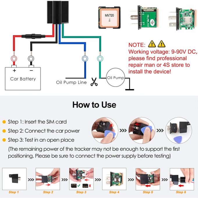 Gps Tracker Device 800mhz Automotive Power Relay 9-90v 2