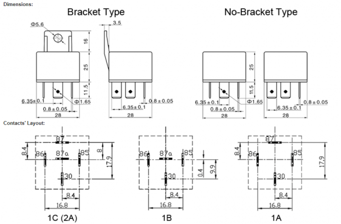 Standard Waterproof Generic Automotive Relay 12v 40a 30a  4 Pins With Aluminum Wires 14